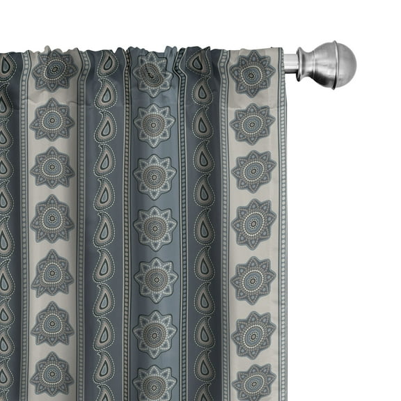 Ambesonne Mandala Curtains, Paisley Star, Pair of 28"x84", Grey Tan Beige