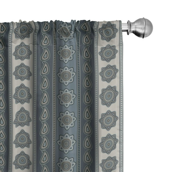 Ambesonne Mandala Curtains, Paisley Star, Pair of 28"x84", Grey Tan Beige