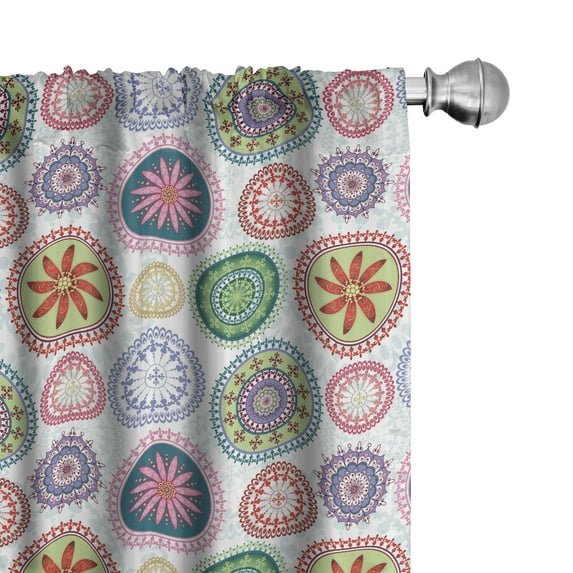 Ambesonne Mandala Curtains, Vintage Ornate Circles, Pair of 28"x95", Multicolor
