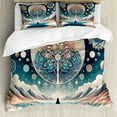 thumbnail image 1 of Ambesonne Mandala Duvet Cover Set, Mystic Lands Arcane World, King, Dark Turquoise and Peach, 1 of 6