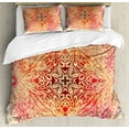 thumbnail image 1 of Ambesonne Mandala Duvet Cover Sets, Doodle Flower Swirl Art, 2-Queen, Pink Yellow and White, 1 of 3
