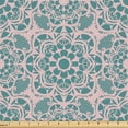 thumbnail image 1 of Ambesonne Mandala Fabric by the Yard Upholstery, Nostalgic Circle Blooms, 10 Yards, Rose and Dark Cadet Blue, 1 of 5