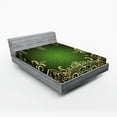 thumbnail image 1 of Ambesonne Mandala Fitted Sheet 2 Pcs Set, Frame Lotus, King, Green Black Pale Yellow, 1 of 3