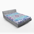 thumbnail image 1 of Ambesonne Mandala Fitted Sheet, Floral Medallion Design, Full Size, Turquoise Purple, 1 of 2