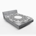 thumbnail image 1 of Ambesonne Mandala Fitted Sheet, Lace Like Detailed Motif, Full Size, Black and White, 1 of 3