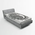 thumbnail image 1 of Ambesonne Mandala Fitted Sheet, Moon Stars Bohemian Pattern, Twin XL Size, White Beige and Black, 1 of 2
