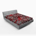 thumbnail image 1 of Ambesonne Mandala Fitted Sheet, Oriental Flower Mosaic Art, Queen Size, Orange White Black, 1 of 2