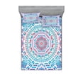 thumbnail image 1 of Ambesonne Mandala Fitted Sheet & Pillow Sham Set, Floral Medallion Design, Queen, Turquoise Purple, 1 of 2