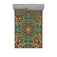thumbnail image 1 of Ambesonne Mandala Fitted Sheet & Pillow Sham Set, Oriental, Queen, Teal Indigo Ruby, 1 of 2