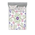 thumbnail image 1 of Ambesonne Mandala Fitted Sheet & Pillow Sham Set, Round Flower Frame, Full, Purple White Green, 1 of 2
