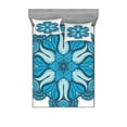 thumbnail image 1 of Ambesonne Mandala Fitted Sheet & Pillow Sham Set, Traditional Blooming Floral, Full, Blue White, 1 of 2