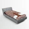 thumbnail image 1 of Ambesonne Mandala Fitted Sheet, Sketchy Modern Waves, Twin Size, Maroon Brown, 1 of 2