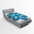 thumbnail image 1 of Ambesonne Mandala Fitted Sheet, Traditional Blooming Floral, Twin XL Size, Blue White, 1 of 2