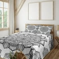 thumbnail image 1 of Ambesonne Mandala Fitted & Top Sheet Set with Shams, Abstract Round Floral Motif, Black White, 1 of 4