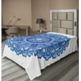 thumbnail image 1 of Ambesonne Mandala Flat Sheet, Monochromatic Medallion, TwinXL Size, Azure Blue Violet Blue, 1 of 1