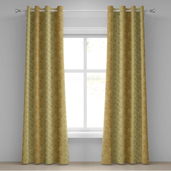 Ambesonne Mandala Grommet Curtain, Flourishing Paisley, 50" x 84", Yellow and Pale Yellow