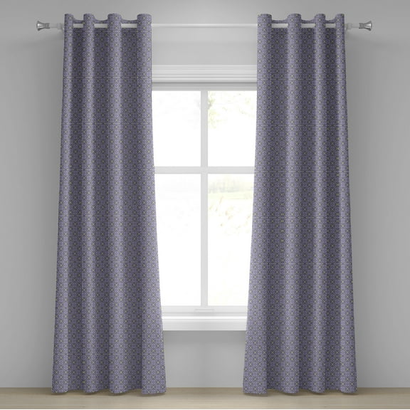 Ambesonne Mandala Grommet Curtain, Ornate Floral Motifs, 50" x 120", Purple Lilac Green