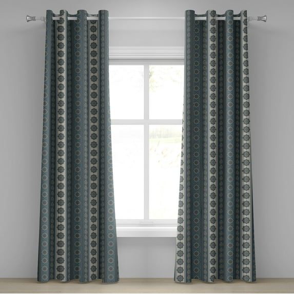 Ambesonne Mandala Grommet Curtain, Paisley Star, 50" x 120", Grey Tan Beige