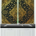 thumbnail image 1 of Ambesonne Mandala Kitchen Curtains, Boho Paisley Folklore, 55"x45", Charcoal Grey Mustard, 1 of 3