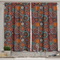 thumbnail image 1 of Ambesonne Mandala Kitchen Curtains, Circular Nested Floral Form, 55"x45", Vermilion Ruby Sky Blue, 1 of 3