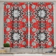 thumbnail image 1 of Ambesonne Mandala Kitchen Curtains, Lace Seem Floral Swirls, 55"x45", Scarlet White, 1 of 1