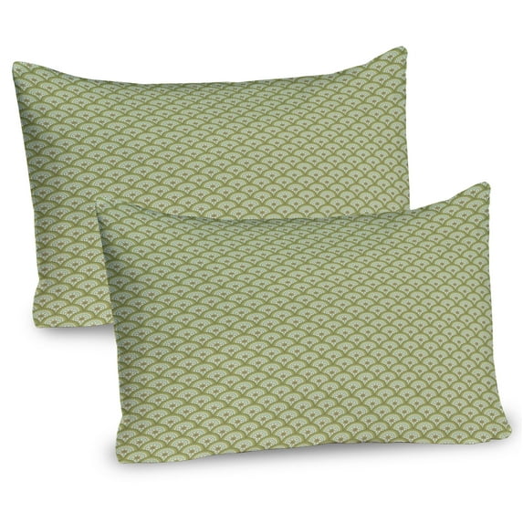 Ambesonne Mandala Pillow Sham 2 Pack, Eastern Yoga Tradition Art, 36"x20", Pale Olive Green Ivory