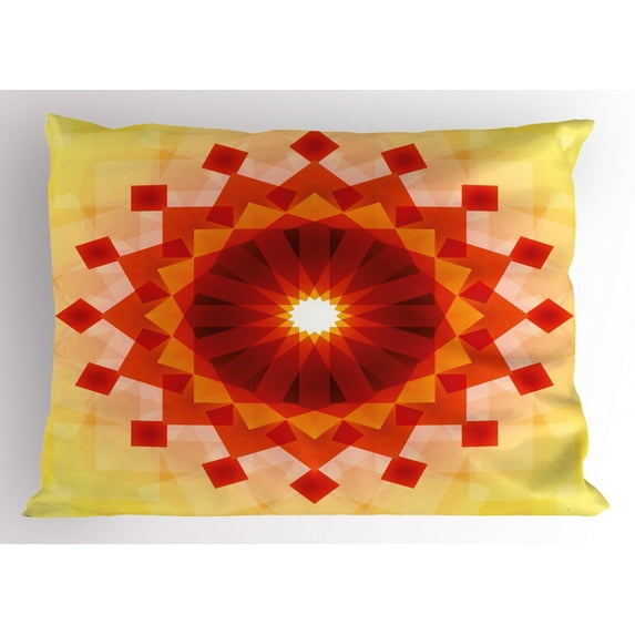 Ambesonne Mandala Pillow Sham, Fluorescent Rays Squares, 26" X 20", Multicolor