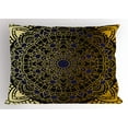 thumbnail image 1 of Ambesonne Mandala Pillow Sham, Lotus Inspired Design, 36" X 20", Navy Blue Yellow, 1 of 2