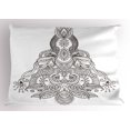 thumbnail image 1 of Ambesonne Mandala Pillow Sham, Lotus Sun Art Design, 26" X 20", White and Black, 1 of 2