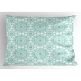 thumbnail image 1 of Ambesonne Mandala Pillow Sham, Oriental Swirls, 26" X 20", Aqua and White, 1 of 2