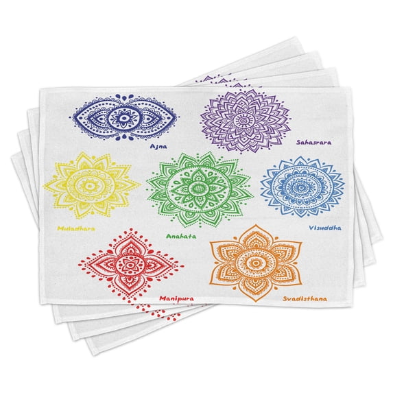 Ambesonne Mandala Place Mats Set of 4, Colorful, Standard Size, Multicolor