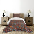 thumbnail image 1 of Ambesonne Mandala Quilted Bedspread Set 2 Pcs, Circular Nested Floral Form, Twin Size, Vermilion Ruby Sky Blue, 1 of 6