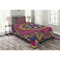 thumbnail image 1 of Ambesonne Mandala Quilted Bedspread Set 2 Pcs, Colorful Floral Motif, Twin Size, Multicolor White, 1 of 3