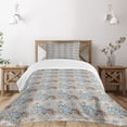 thumbnail image 1 of Ambesonne Mandala Quilted Bedspread Set 2 Pcs, Vintage Style Flourish, Twin Size, Pale Orange Blue Black, 1 of 5