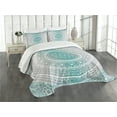 thumbnail image 1 of Ambesonne Mandala Quilted Bedspread Set 3 Pcs, Boho Art Work, Queen Size, Grey Teal, 1 of 5