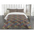 thumbnail image 1 of Ambesonne Mandala Quilted Bedspread Set 3 Pcs, Circles in Rectangles, Queen Size, Multicolor, 1 of 5