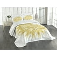 thumbnail image 1 of Ambesonne Mandala Quilted Bedspread Set 3 Pcs, Geometric Vivid, Queen Size, Yellow and White, 1 of 5