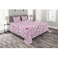 thumbnail image 1 of Ambesonne Mandala Quilted Bedspread Set 3 Pcs, Leaf Like Circled Pattern, King Size, Hot Pink Magenta, 1 of 3