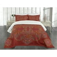 thumbnail image 1 of Ambesonne Mandala Quilted Bedspread Set 3 Pcs, Moroccan Persian Design, Queen Size, Burgundy White, 1 of 5