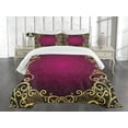 thumbnail image 1 of Ambesonne Mandala Quilted Bedspread Set 3 Pcs, Purple Frame Curls, Queen Size, Pale Yellow Fuchsia, 1 of 5