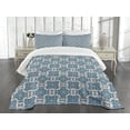thumbnail image 1 of Ambesonne Mandala Quilted Bedspread Set 3 Pcs, Repeating Form, King Size, Reseda Green Pale Blue, 1 of 3