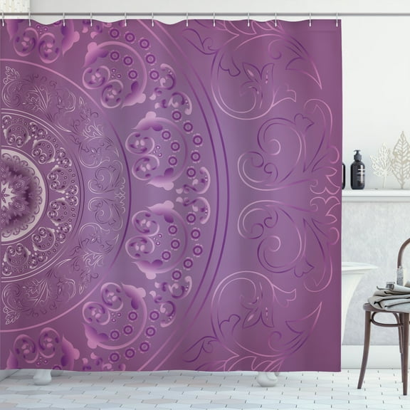 Ambesonne Mandala Shower Curtain, Cosmos Art Oriental Pattern, 69"Wx84"L, Purple Plum