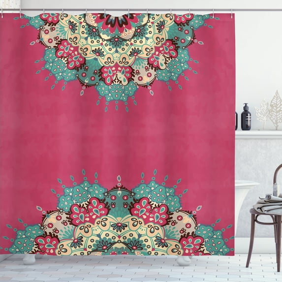 Ambesonne Mandala Shower Curtain, Eastern Boho Floral, 69"Wx75"L, Multicolor