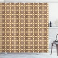 thumbnail image 1 of Ambesonne Mandala Shower Curtain, Ethnic Flora Shapes Pattern, 69"Wx70"L, Pastel Brown and Dark Yellow, 1 of 4