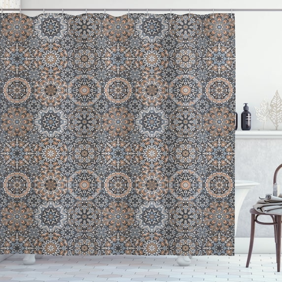 Ambesonne Mandala Shower Curtain, Ethnic Mosaic in Cold Tones, 69"Wx75"L, Multicolor
