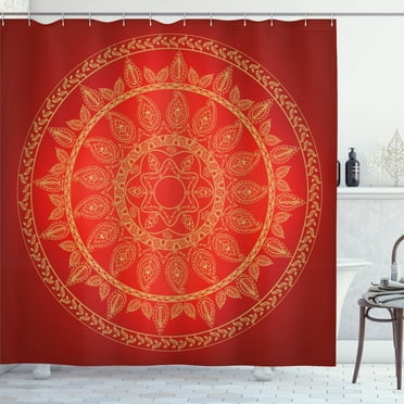 Ambesonne Mandala Shower Curtain, Ottoman Motifs Style, 69"Wx70"L, Burgundy Vermilion