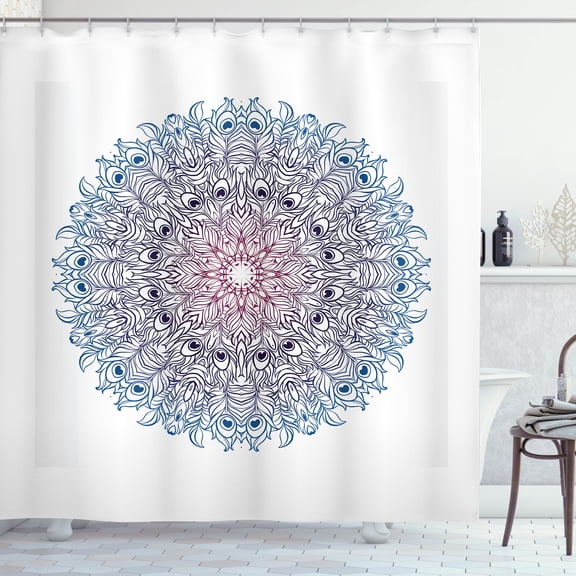Ambesonne Mandala Shower Curtain, Small Specifics as a Whole, 69"Wx70"L, Night Blue Pale Mauve