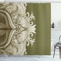 Ambesonne Mandala Shower Curtain, Traditional Floral Lace Art, 69"Wx84"L, Pale Olive