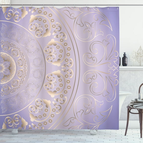 Ambesonne Mandala Shower Curtain, Vintage Cosmos Oriental Art, 69"Wx75"L, Pastel Purple