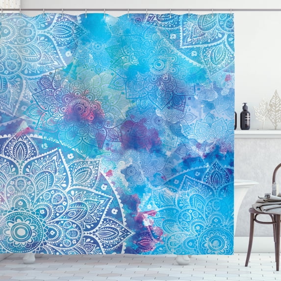Ambesonne Mandala Shower Curtain, Watercolor Floral, 69"Wx84"L, Multicolor